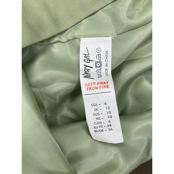 NASTY GAL Jacket Blazer Women 6 Sage Green Double Breast Exaggerated Shoulder - Picture 3 of 6